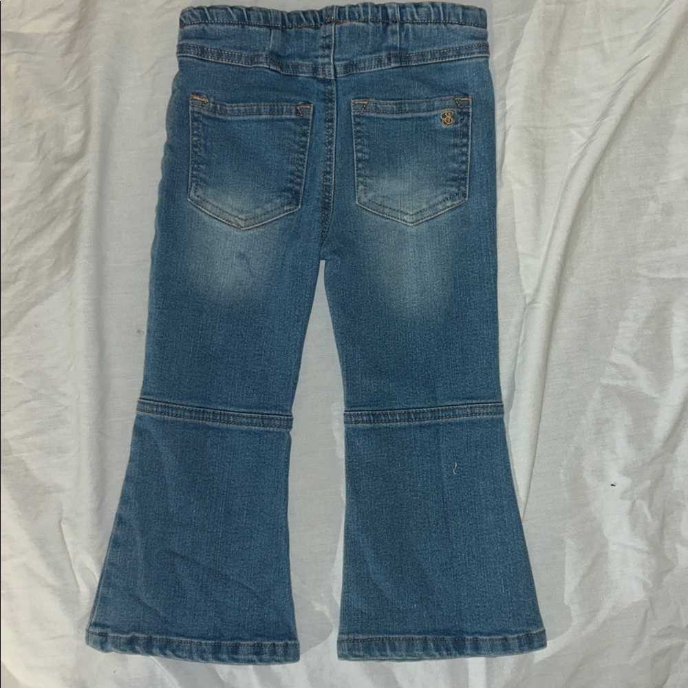Jessica Simpson Girls 2T Light Wash Flare Bell Bottom Jeans Elastic Waist Denim